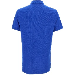 "Regular Fit" Blue Polo Shirt with Pony Embroidery on the Front in Cotton Piquet Man