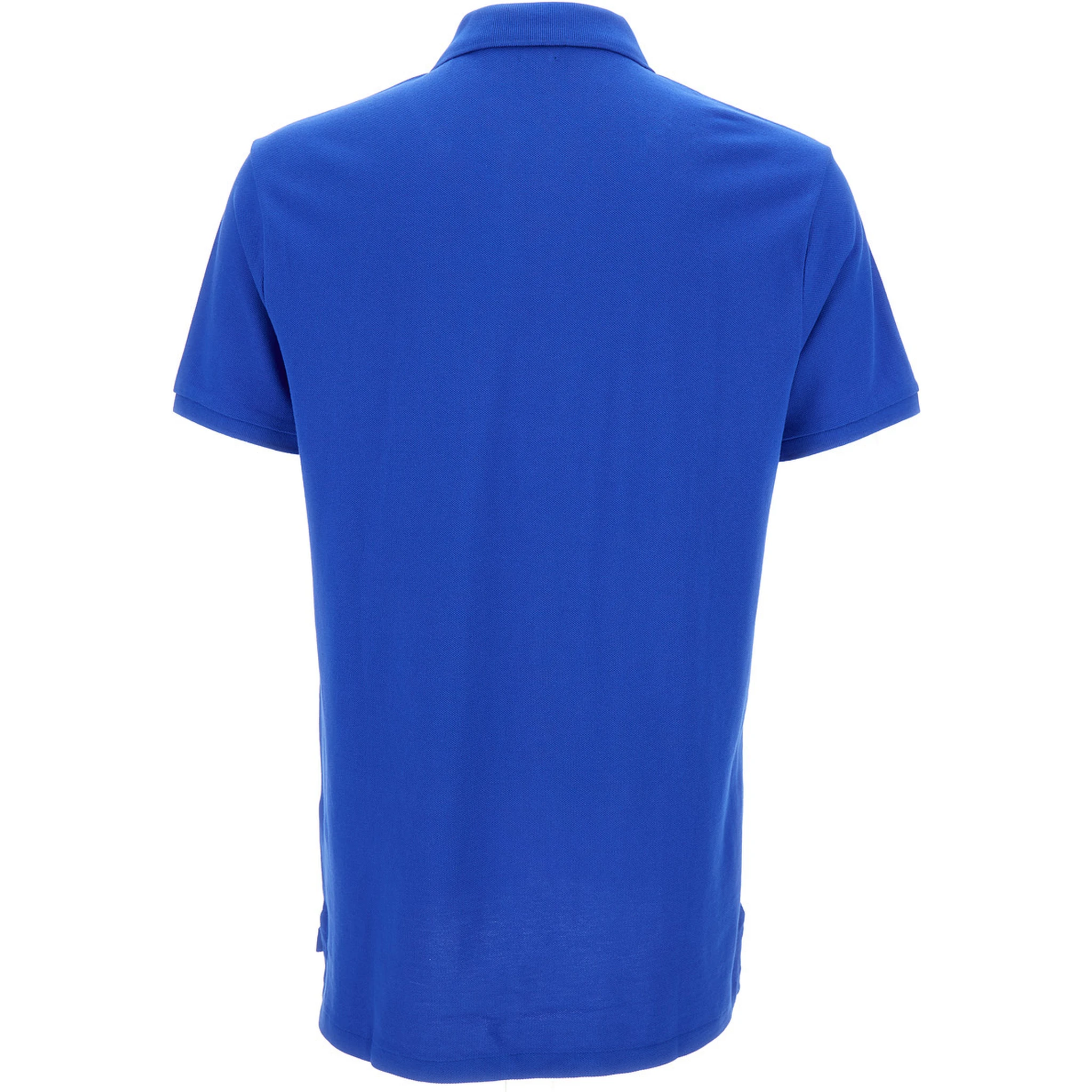 "Regular Fit" Blue Polo Shirt with Pony Embroidery on the Front in Cotton Piquet Man