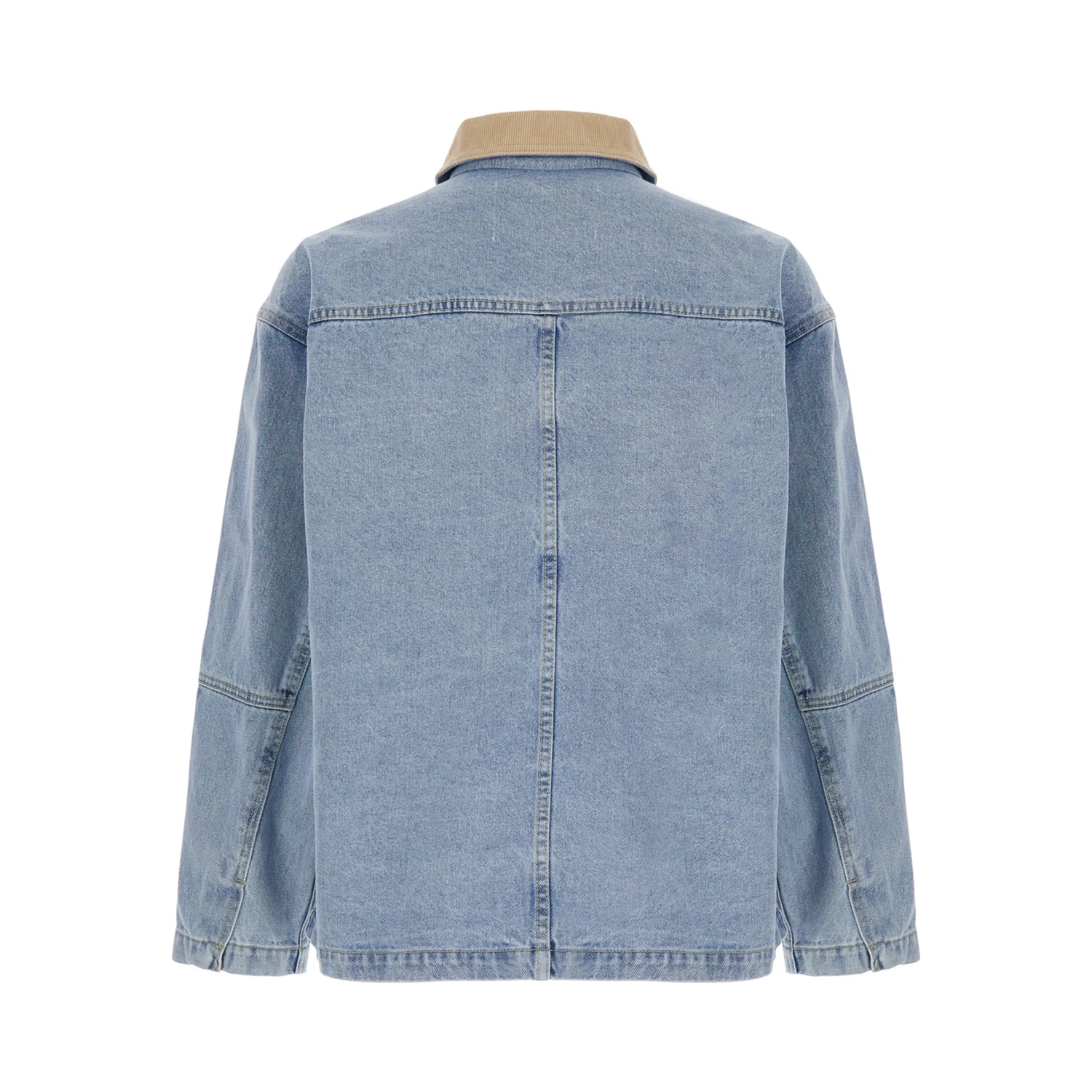 Light Blue Jacket with Contrast Collar and Patch Pockets on the Chest in Cotton Man