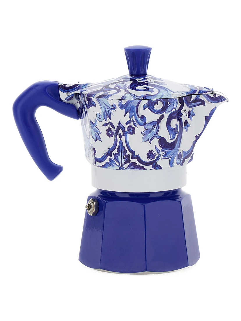 Express Medium BIALETTI Blue and White Moka with Blu Mediterraneo Motif in Tech Materials Home