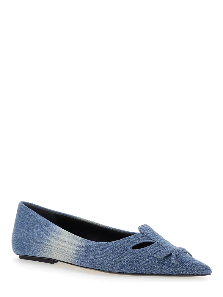The Kat Blue Ballerinas with Cut-Out Detail and Bow on the Front in Cotton Woman alternative