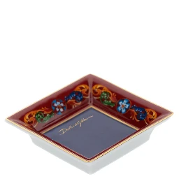 Multicolor Trinket Tray with Carretto Motif in Porcelain