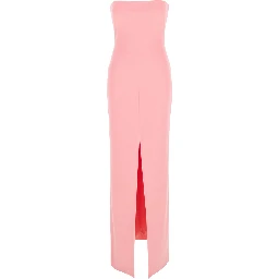 Bysha Pink Long Dress with Front Split in Tech Fabric Stretch Woman