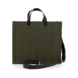Green Shopper with Vertical Stripes Motif and Fendi Club Patch on the Front in Canvas Man