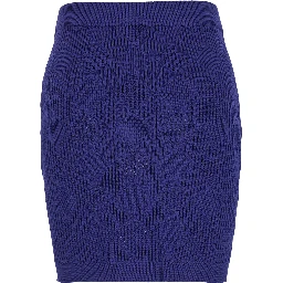 Blue Mini Skirt with Jewel Buttons in Viscose Blend Woman