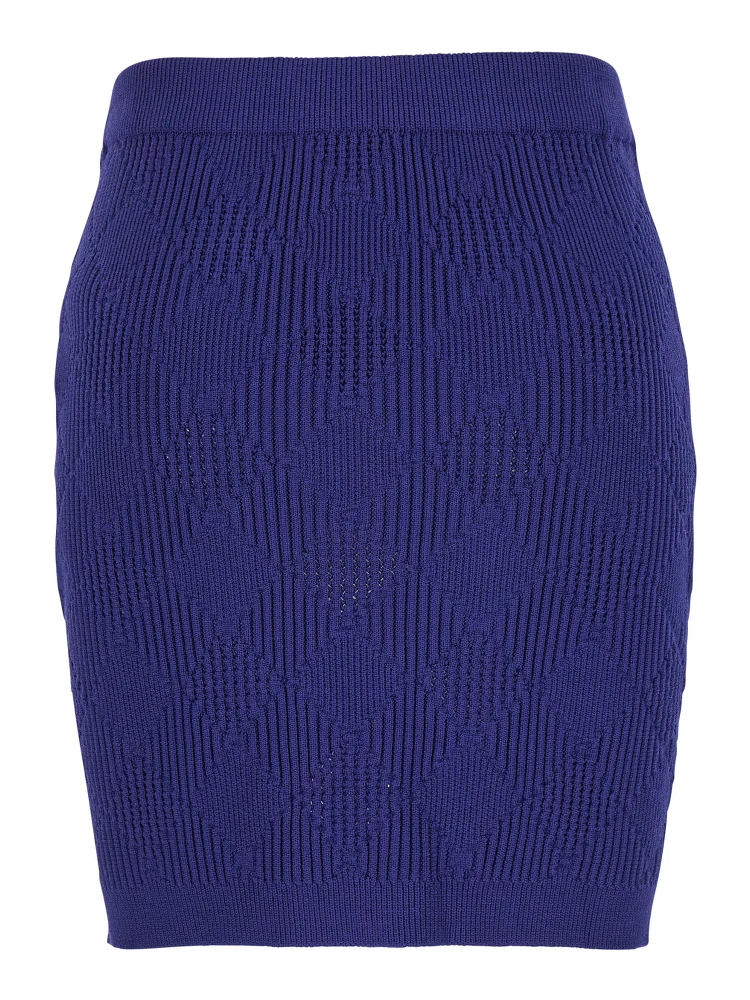 Blue Mini Skirt with Jewel Buttons in Viscose Blend Woman alternative