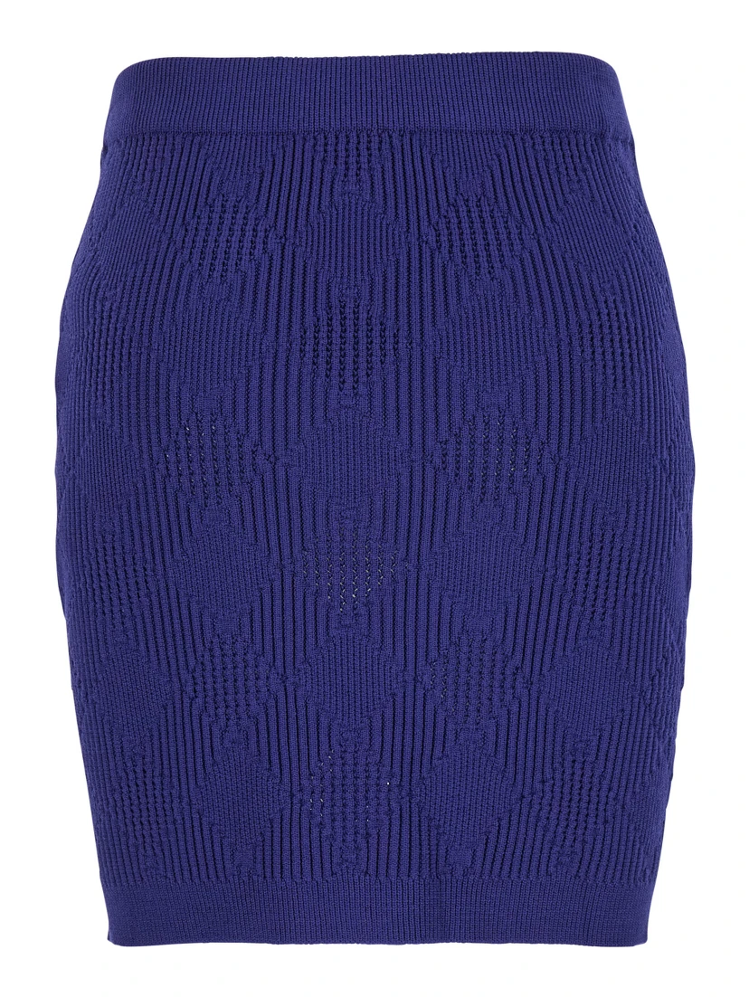 Blue Mini Skirt with Jewel Buttons in Viscose Blend Woman