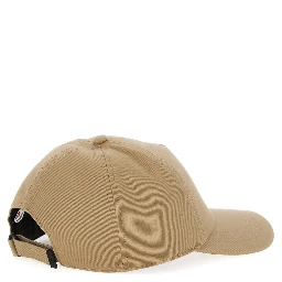 Beige Baseball Cap with Logo Embroidery in Cotton Man