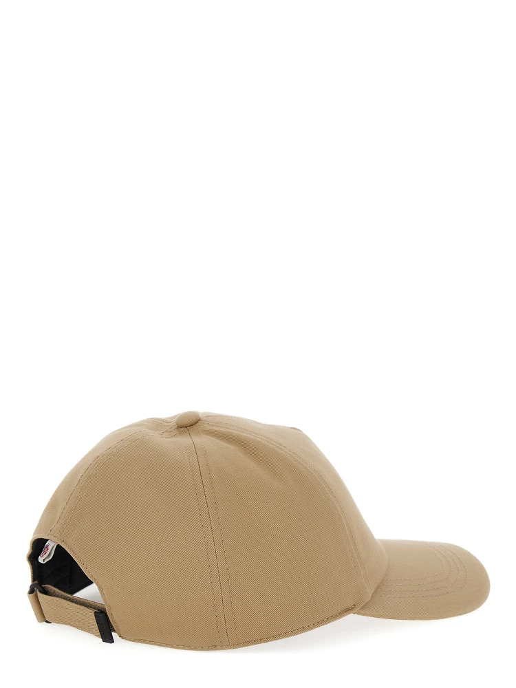 Beige Baseball Cap with Logo Embroidery in Cotton Man alternative