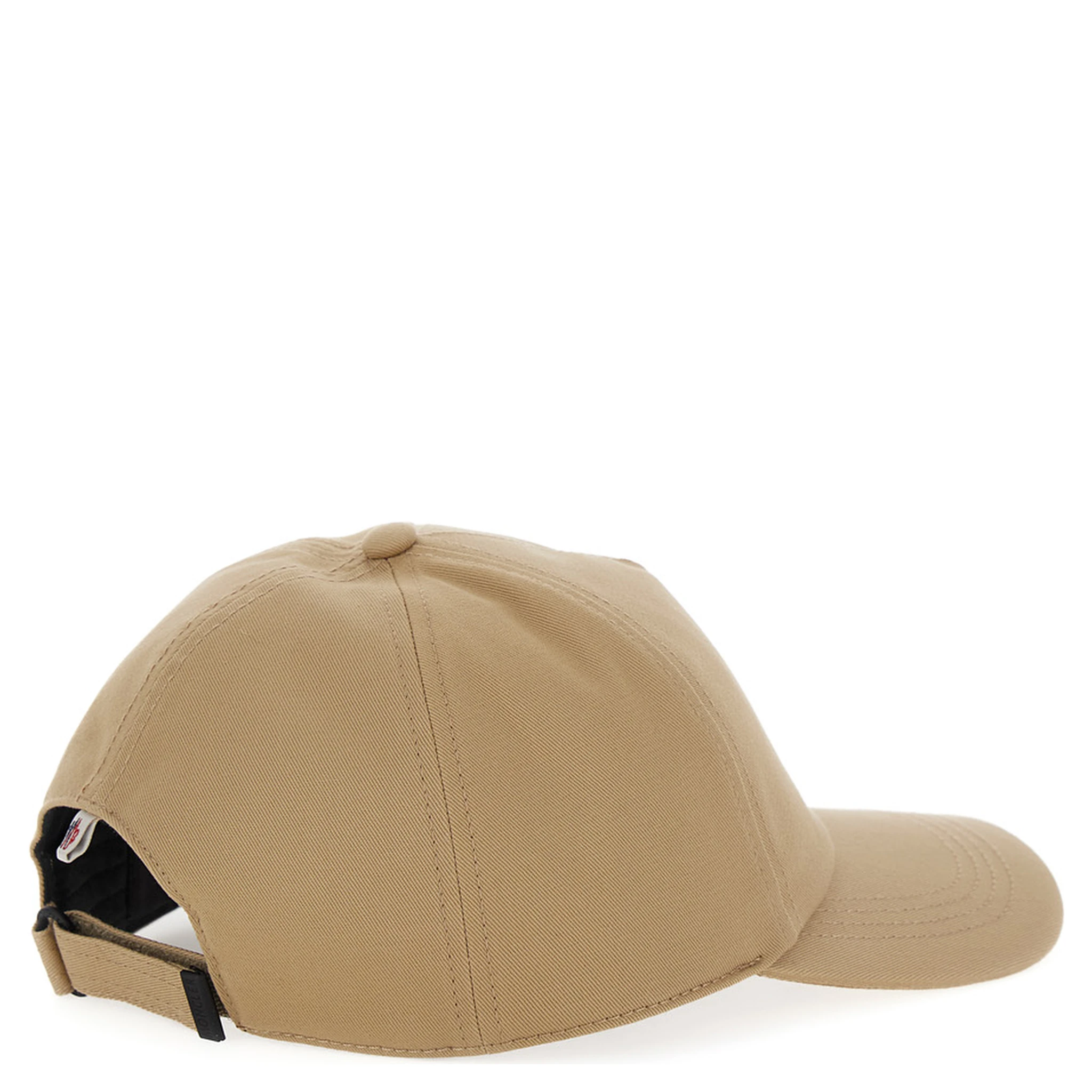 Beige Baseball Cap with Logo Embroidery in Cotton Man