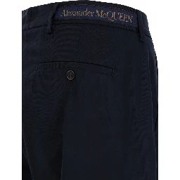 Blue Straight Tailored Pants in Cotton Man