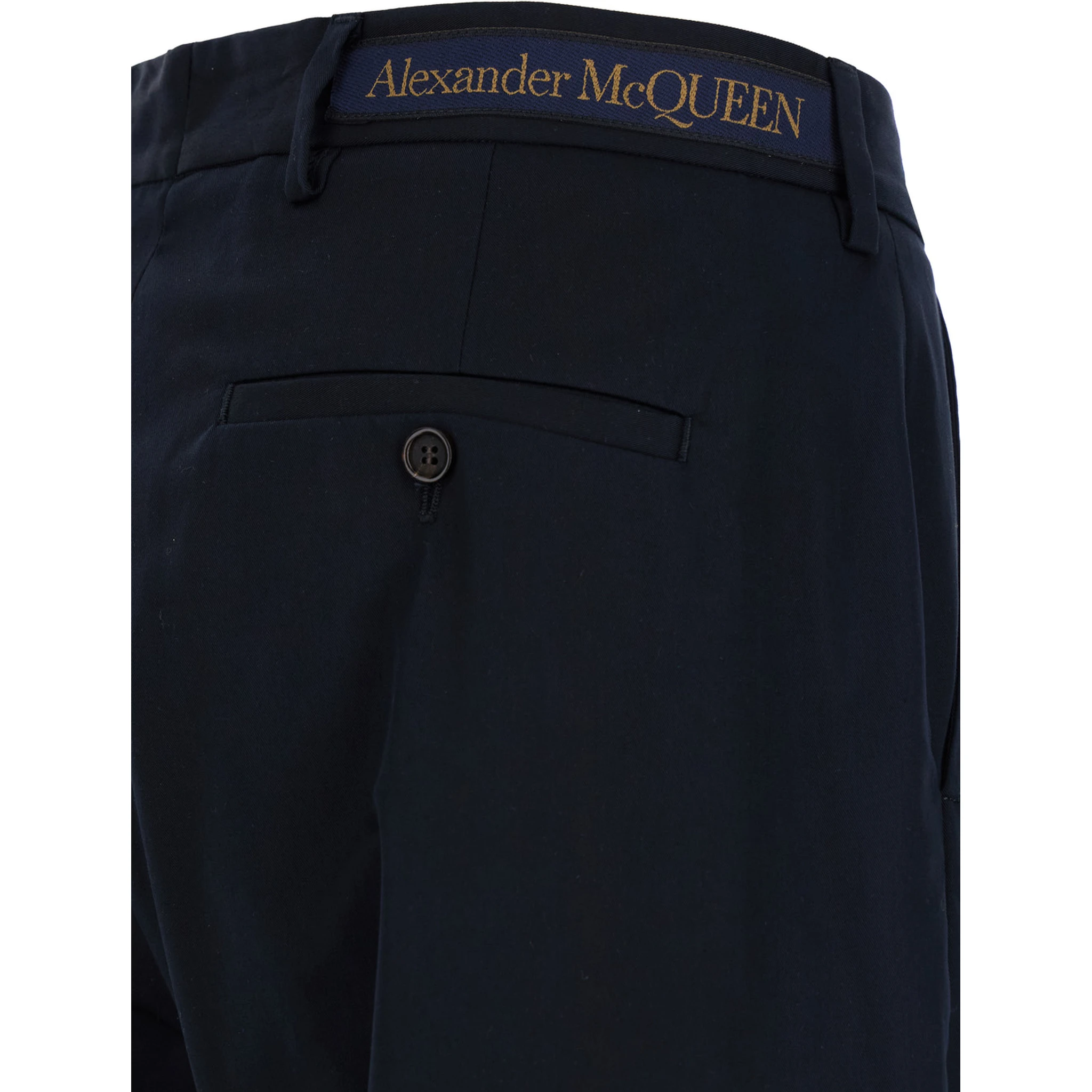 Blue Straight Tailored Pants in Cotton Man