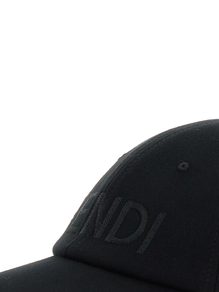 Black Baseball Cap with Logo Lettering Embroidery on the Front in Cotton Man alternative