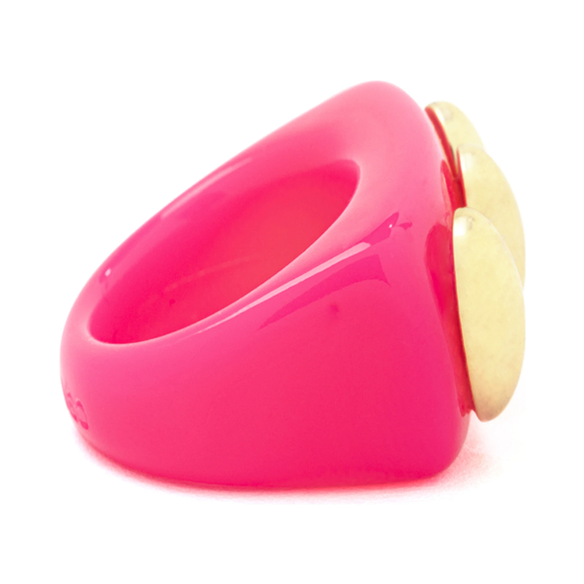 La Manso Womans Fluopink Knuckle Duster Pink Plastic Ring