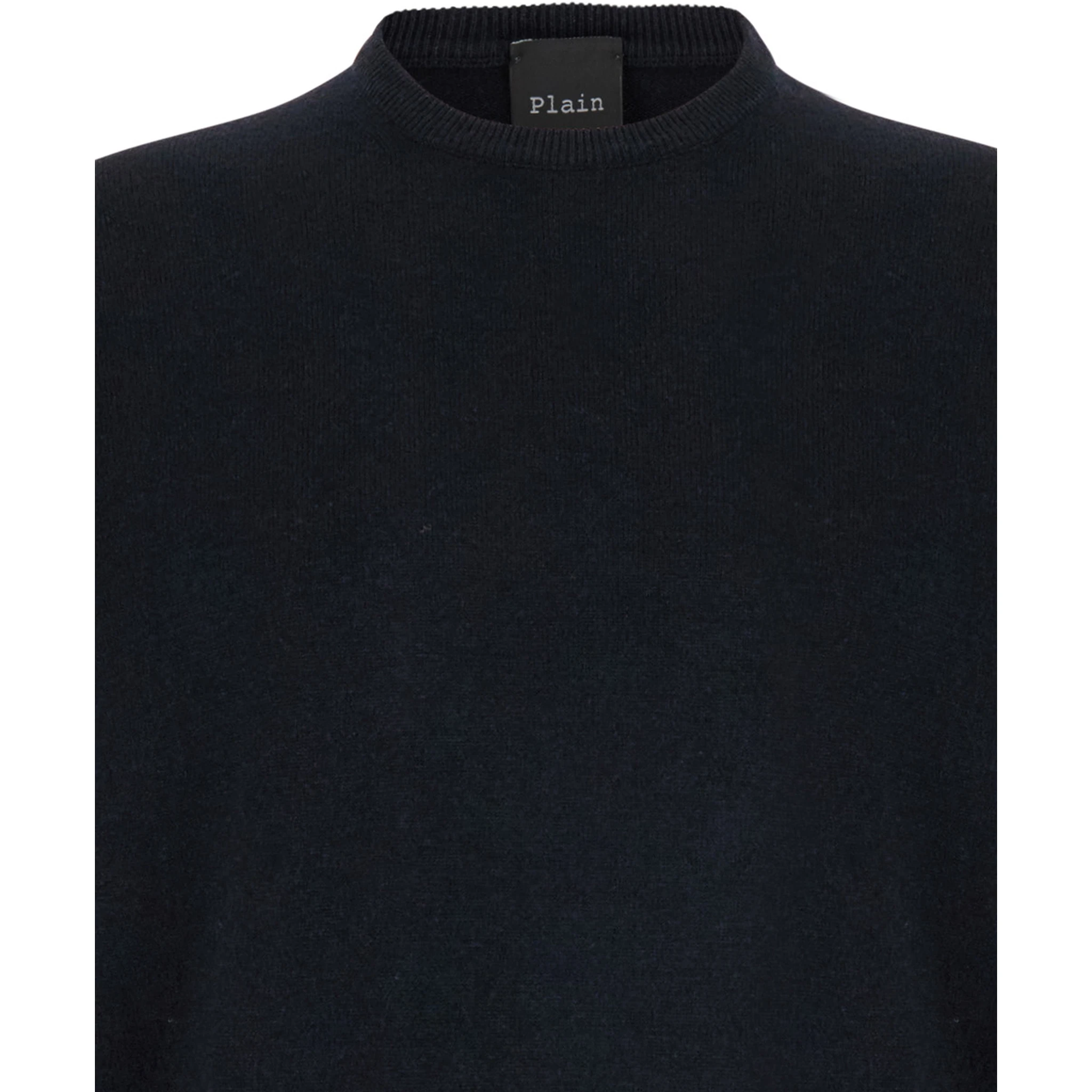 Dark Blue Crewneck Sweater in Merino Wool and Silk Blend Man