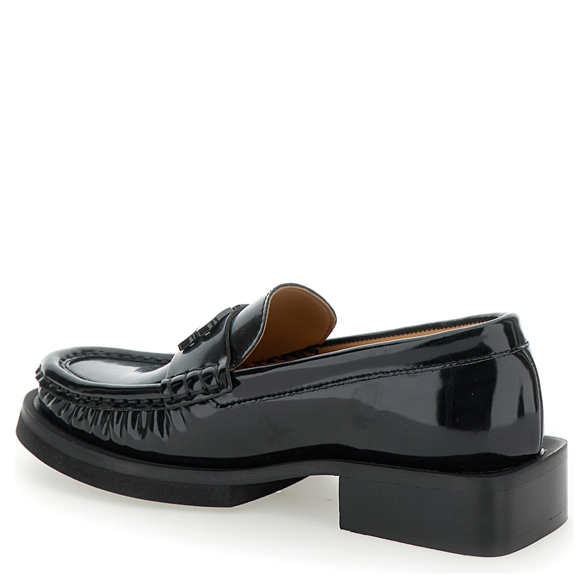 Butterfly Black Loafers with Tonal Logo in Techno Fabric Woman