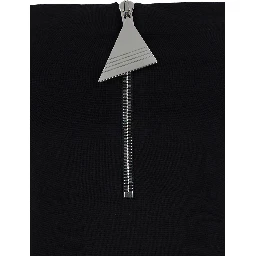 Black Bustier Dress with Decorative Zip in Tech Fabric Woman