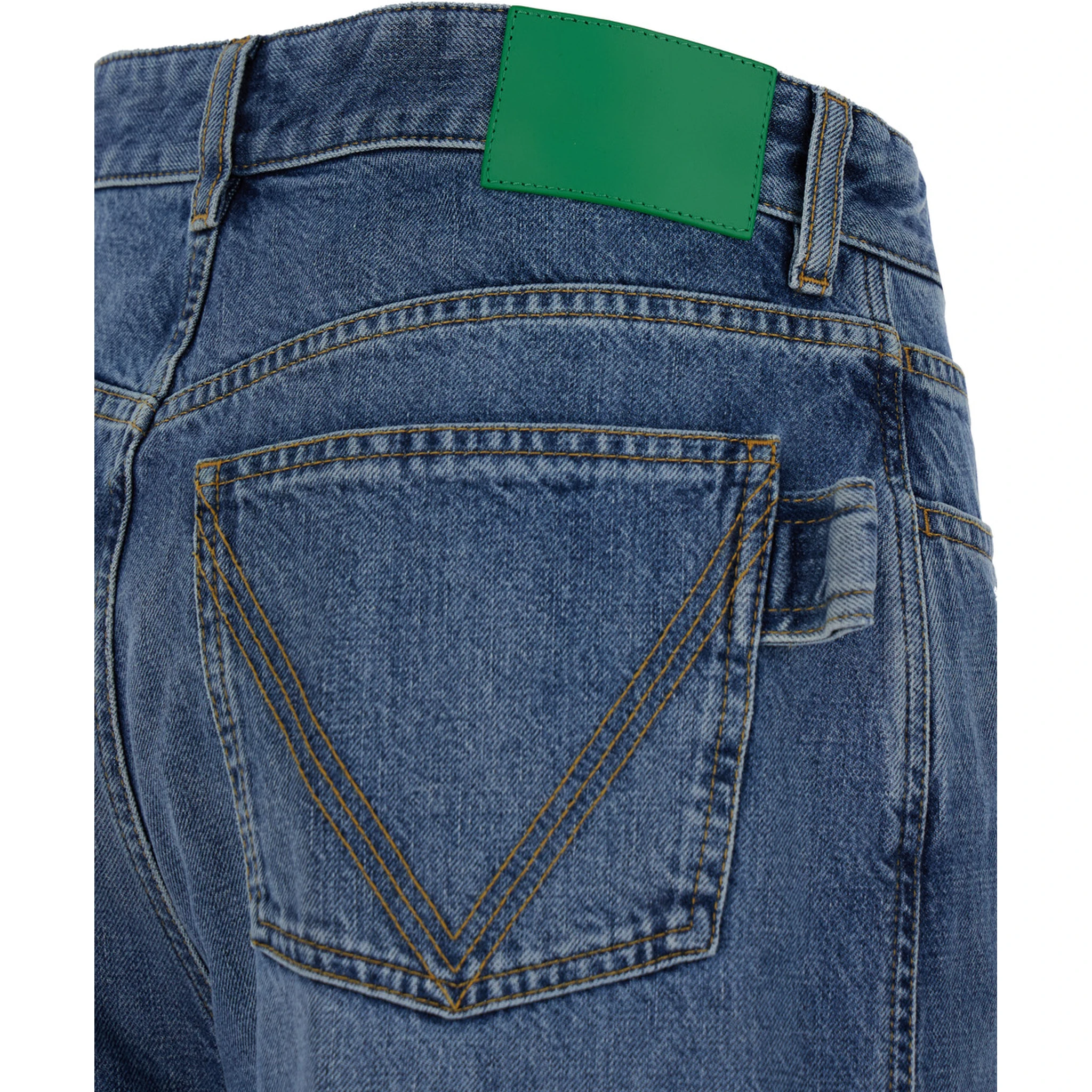 Blue Palazzo Pants with Logo Patch in Denim Woman