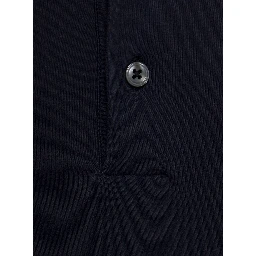 Gaudenzi Mans Cotton Blue Long Sleeved Polo Shirt