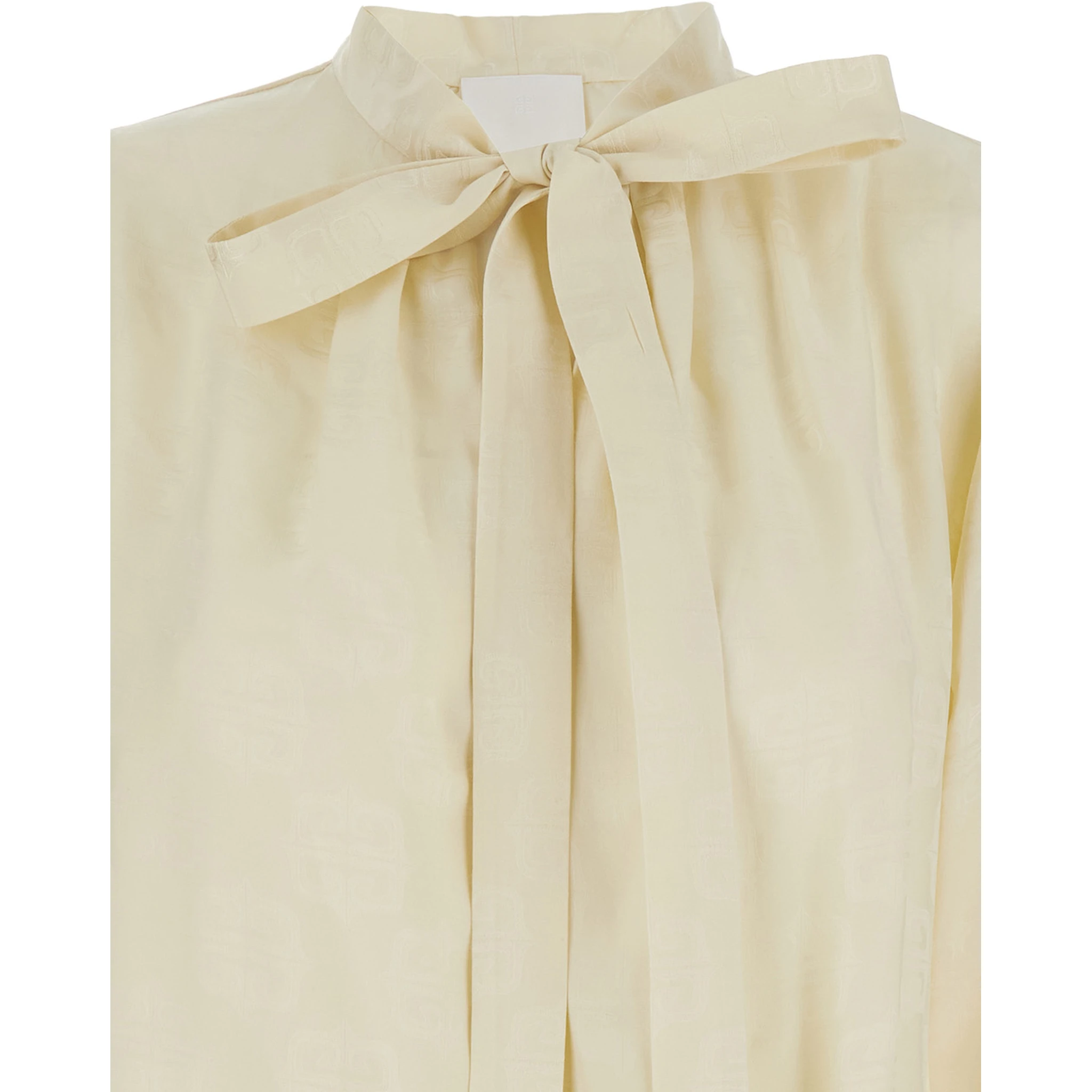 Beige Pussy Bow Blouse in Blend Silk Woman