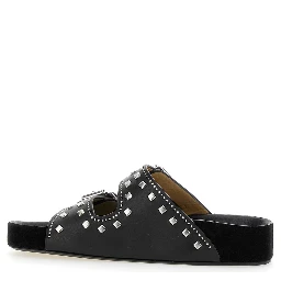 Lennyo Black Sandals with Stud Embellishments and Moulded Footbed in Leather Woman
