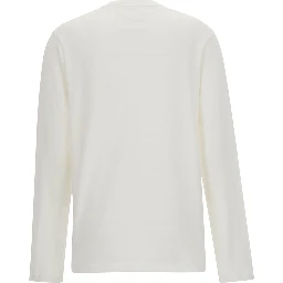White Long Sleeve T-Shirt with Contrasting Logo Print in Cotton Woman