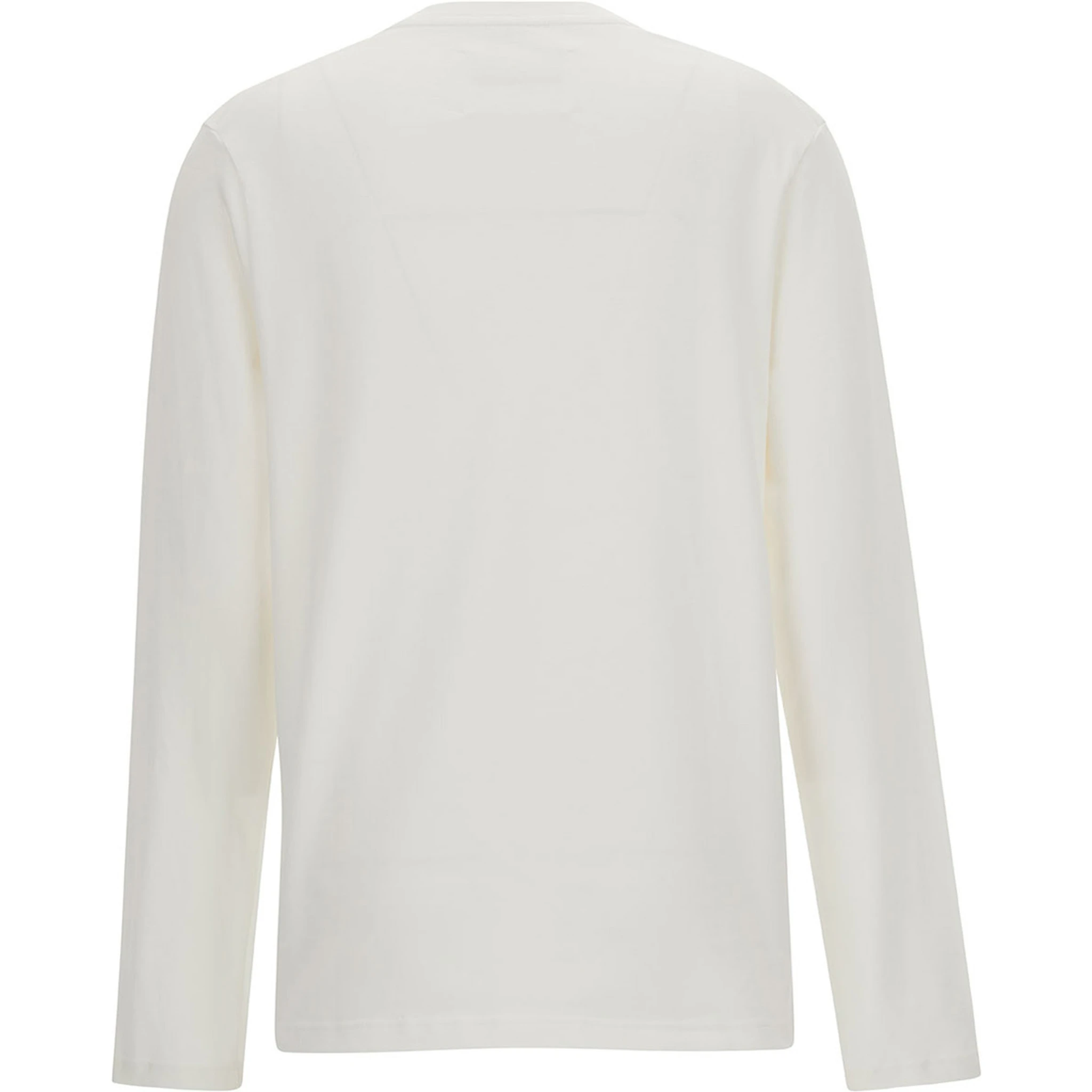 White Long Sleeve T-Shirt with Contrasting Logo Print in Cotton Woman