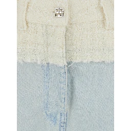 Blue Jeans with Tweed Waist in Denim Woman