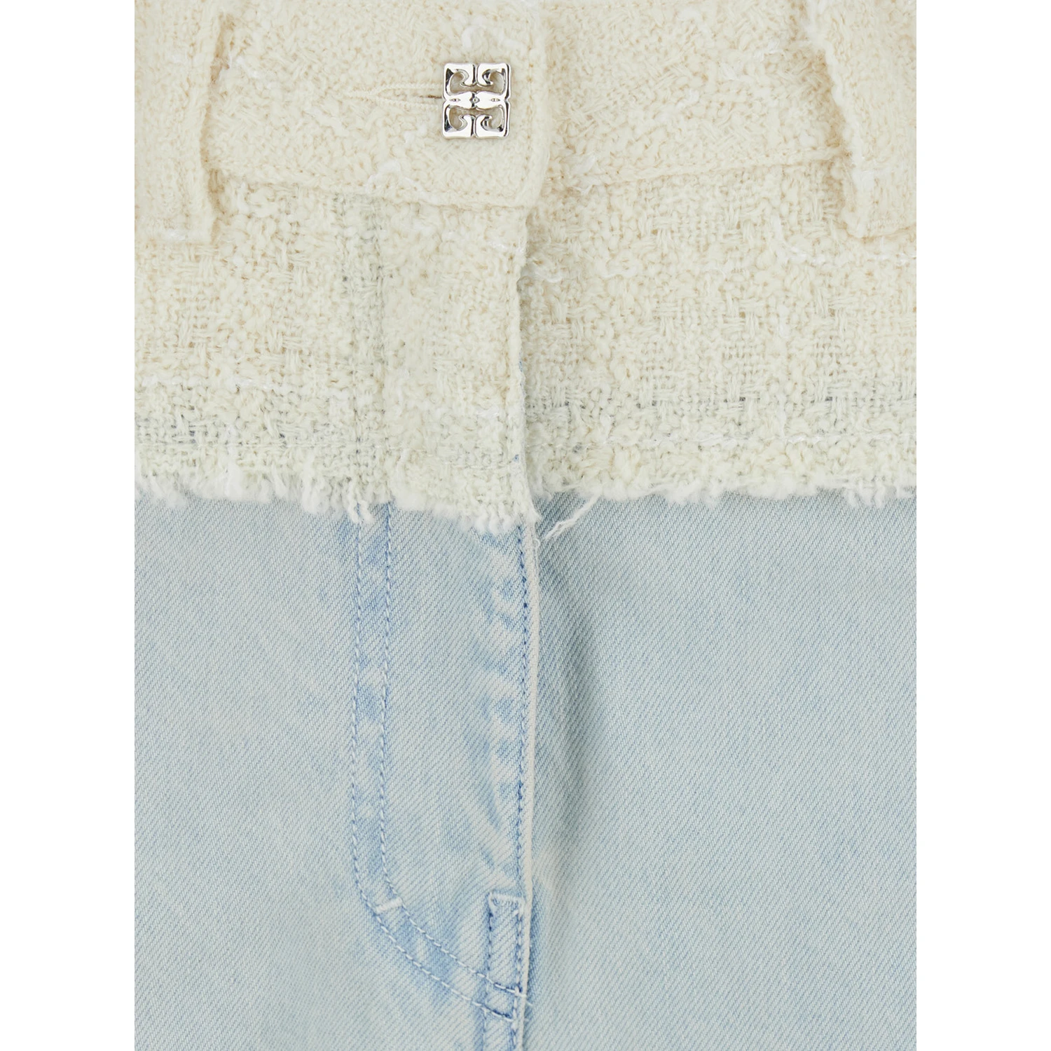 Blue Jeans with Tweed Waist in Denim Woman