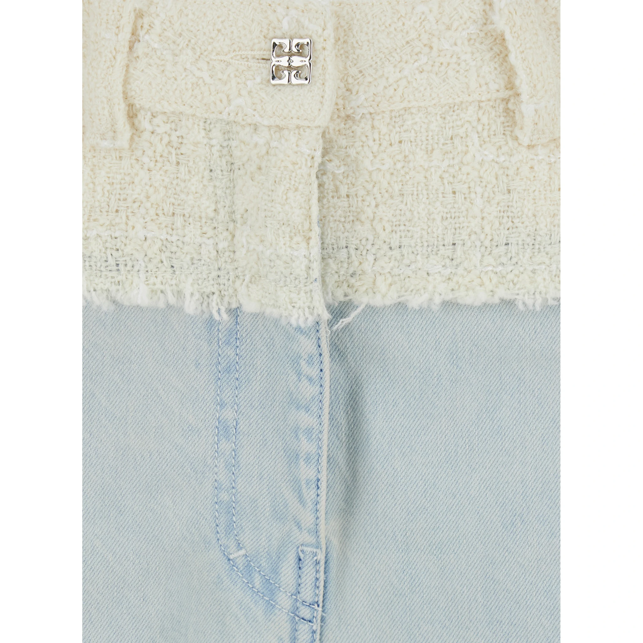 Blue Jeans with Tweed Waist in Denim Woman