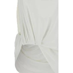 Le Haut Peplo White Top with Square Neck and Cut-Out on the Side in Viscose Blend Woman