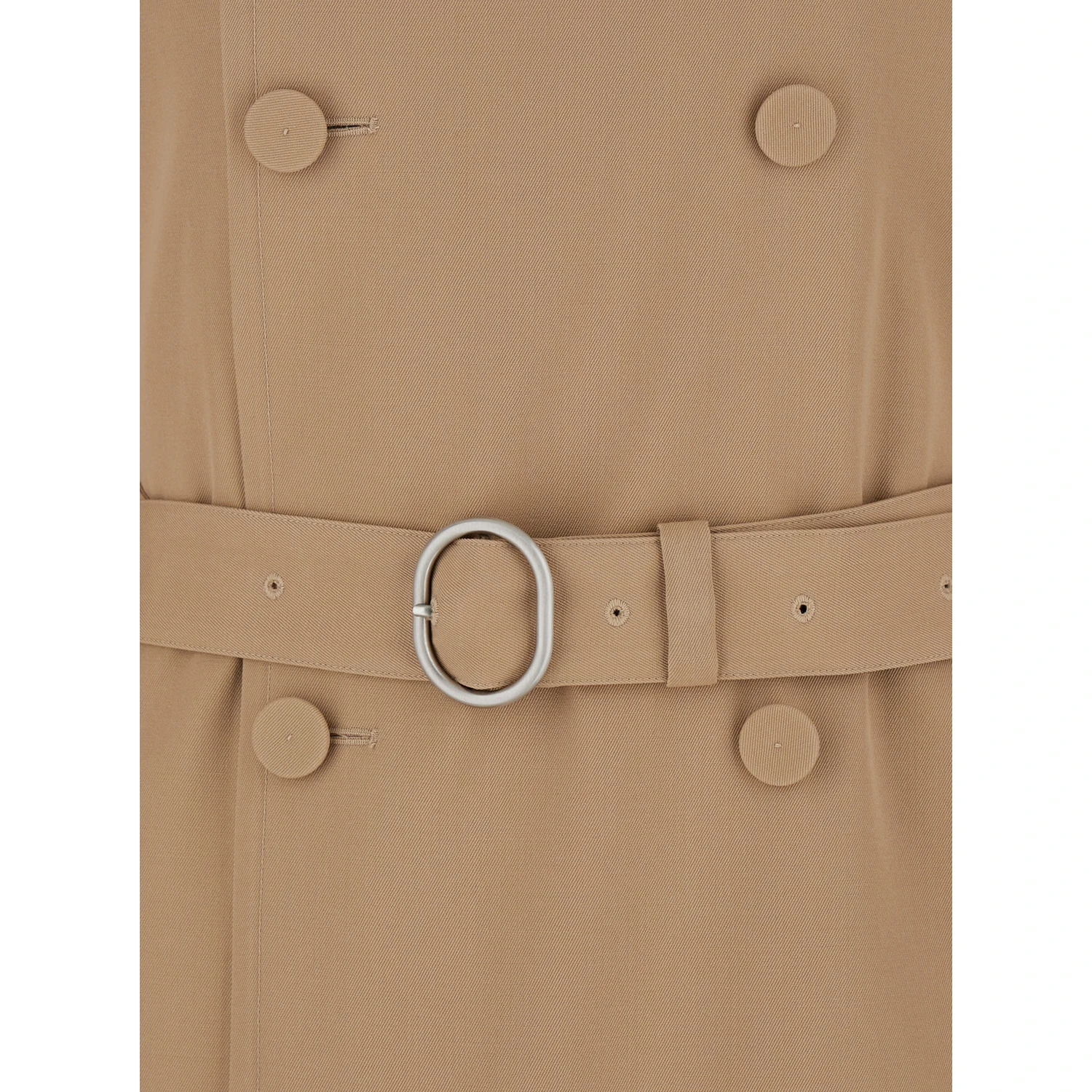 Beige Double Breasted Trench with Belt in Wool Man