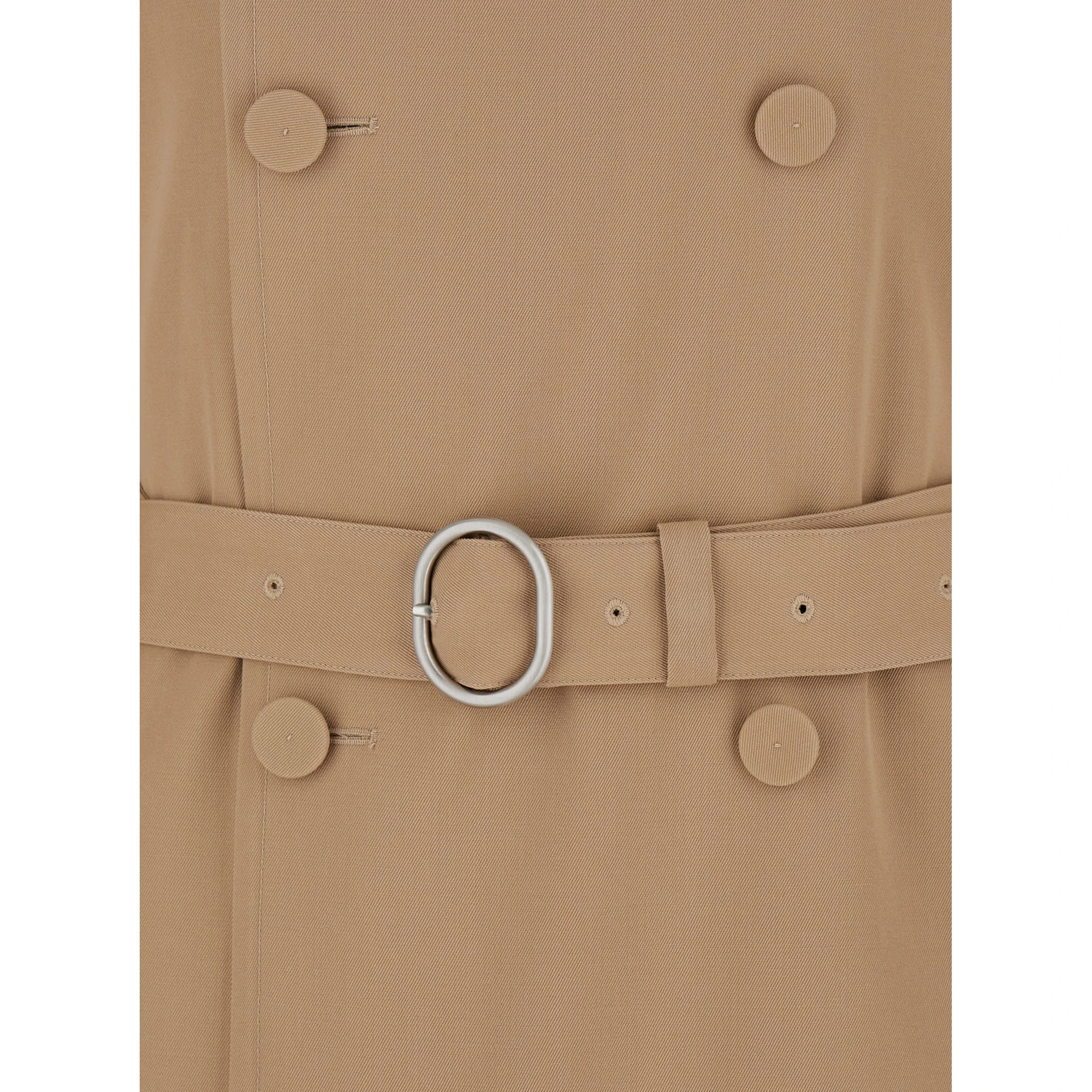 Beige Double Breasted Trench with Belt in Wool Man