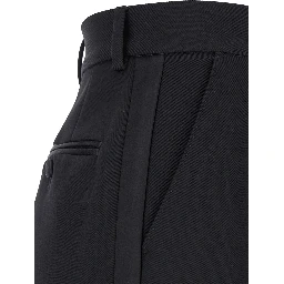 Black Pants with High Waist and Belt Loops in Wool Woman