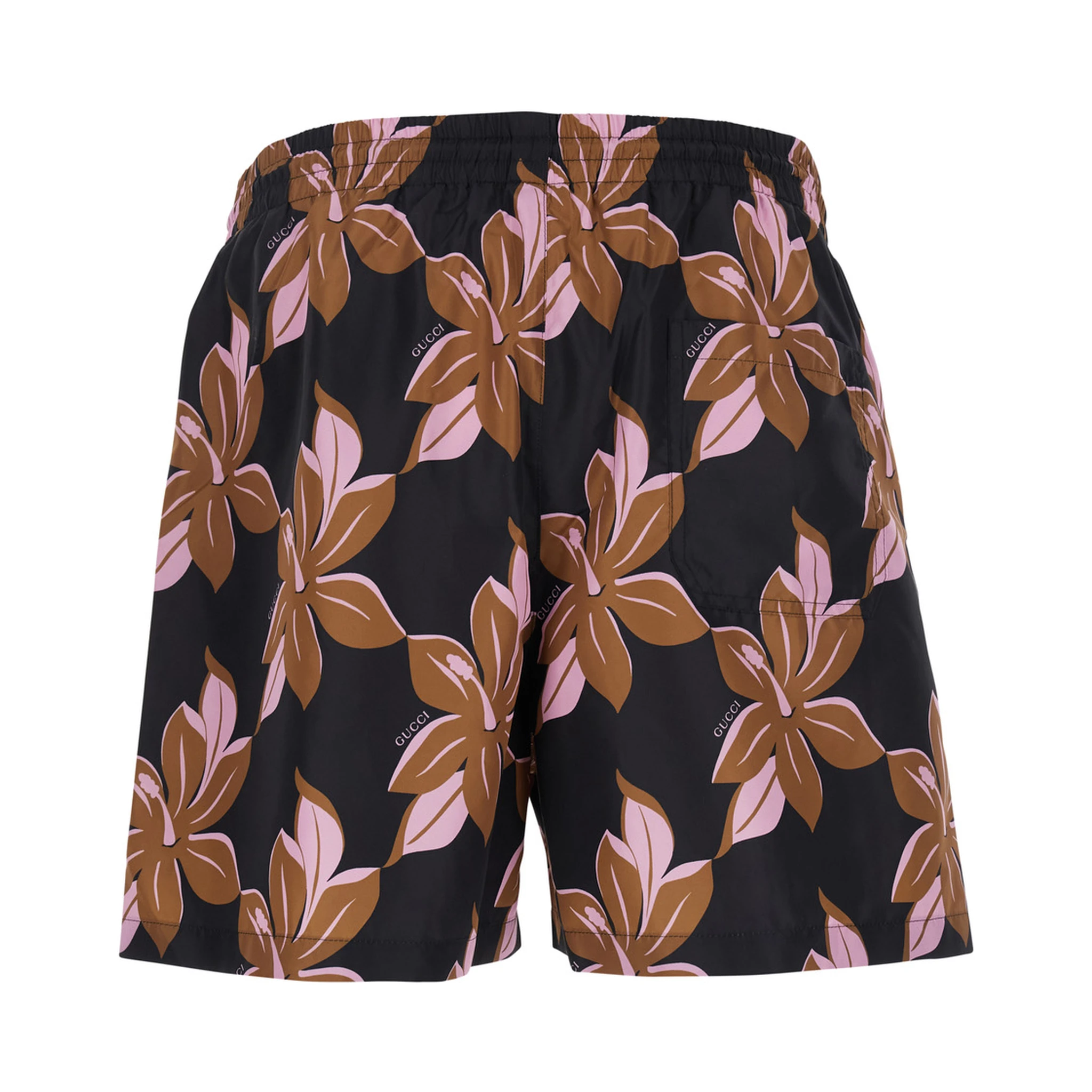 Multicolor Swimsuit with Drawstring and All-Over Floral Print in Tech Fabric Man
