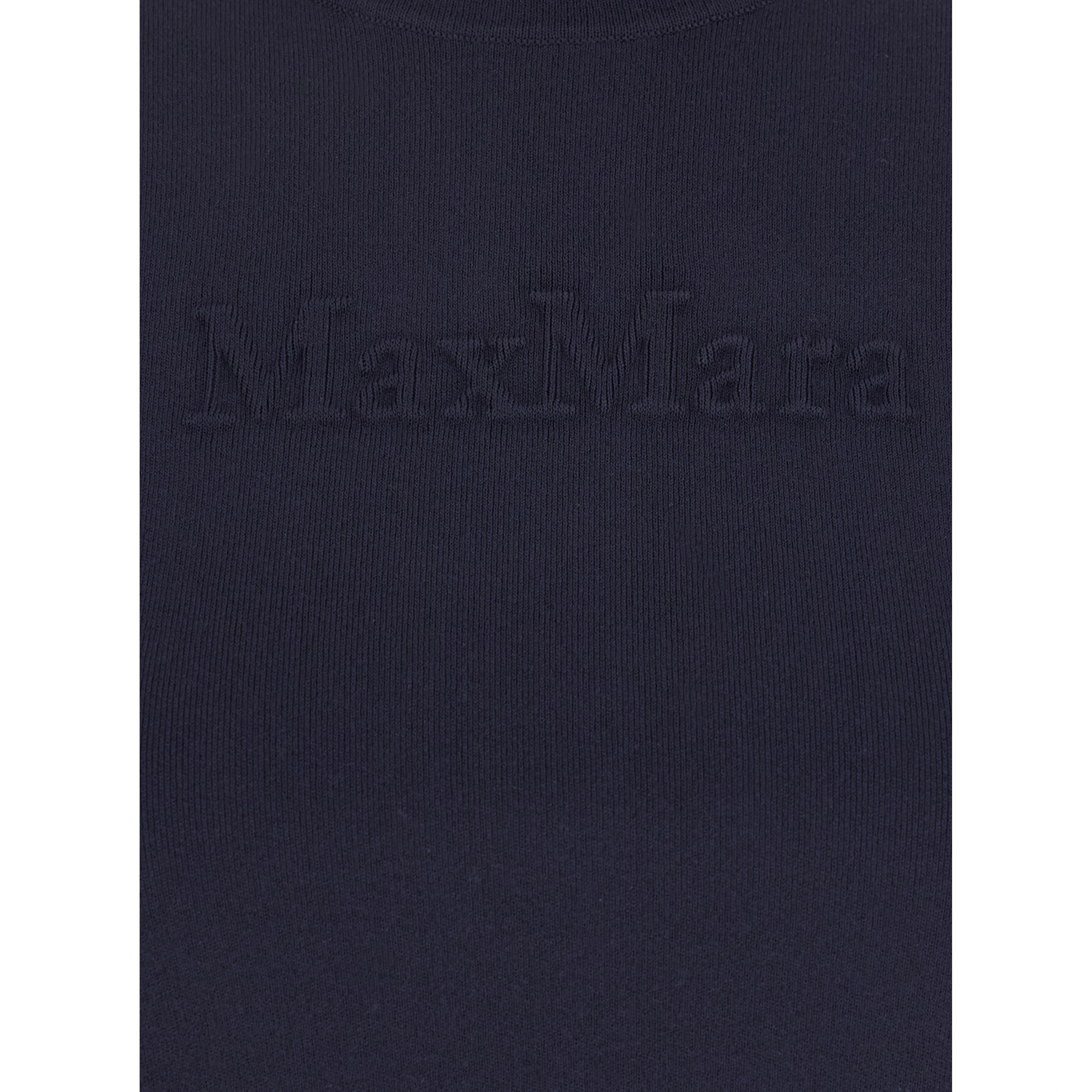 Blue Crewneck T-Shirt with Tonal Logo Lettering on the Front in Viscose Blend Woman