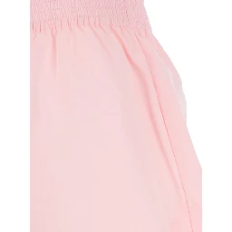 Pink Shorts with Elastic Waist with Logo Patch in Cotton Woman