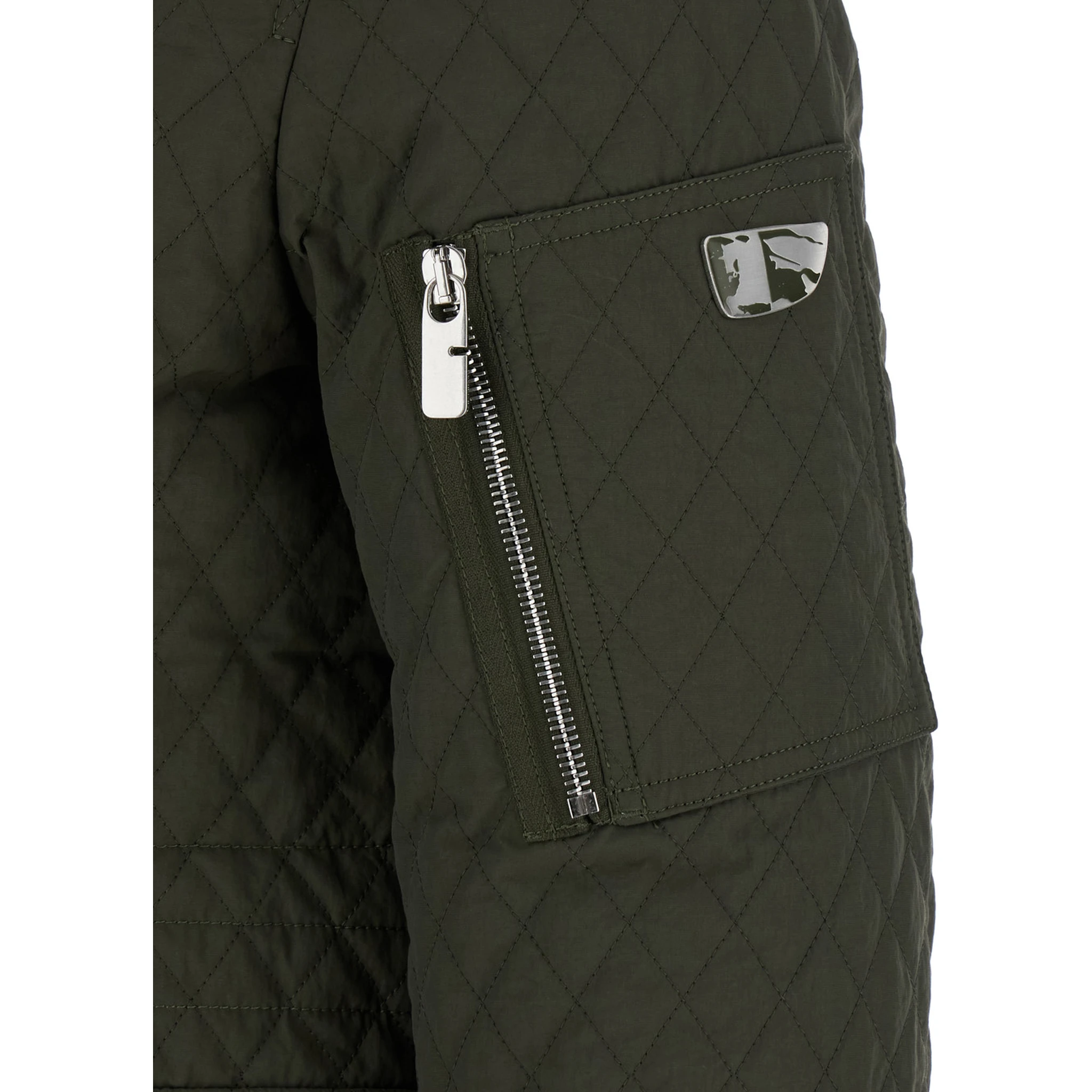 Green Quilted Jacket with EKD Logo Detail in Cotton Blend Woman