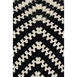 Midi Black and White Dress with Chevron Motif in Crochet Woman