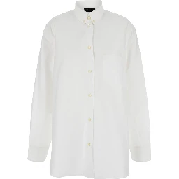White Shirt with Buttons in Cotton Blend Woman
