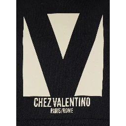 Chez Black Hoodie with Drawstring Hood and Maxi Logo Print on the Front in Cotton Man