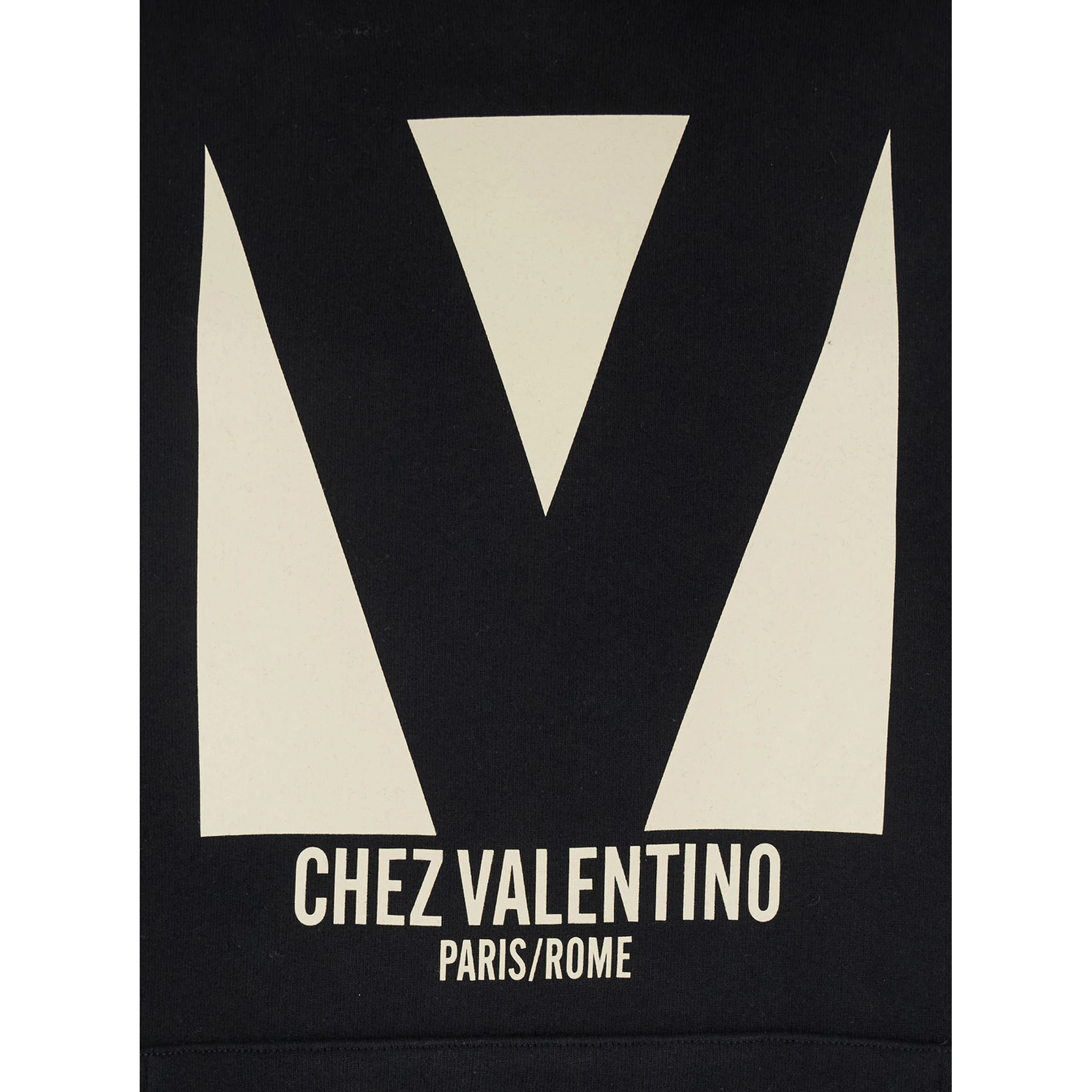 Chez Black Hoodie with Drawstring Hood and Maxi Logo Print on the Front in Cotton Man