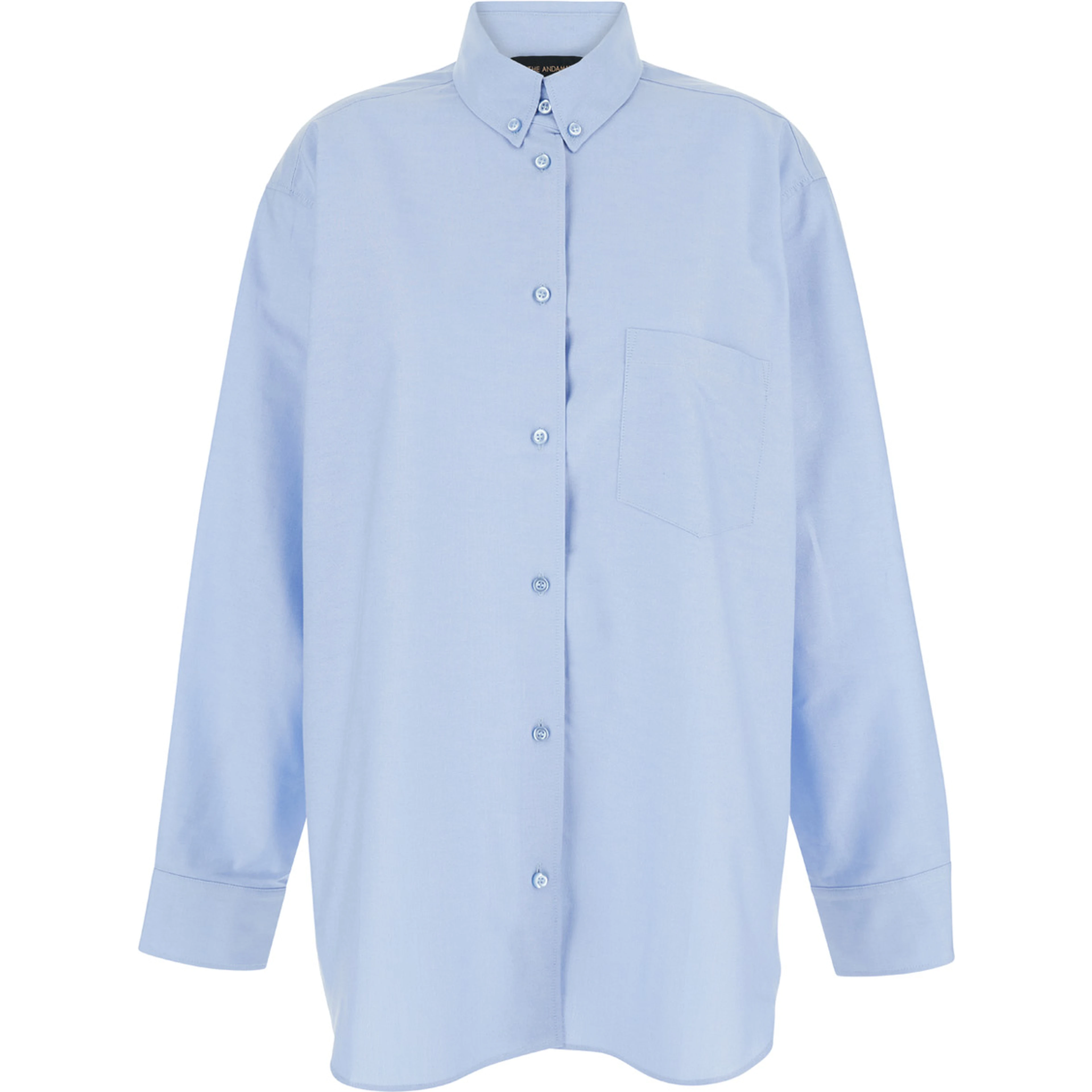 Light Blue Shirt with Buttons in Cotton Blend Woman
