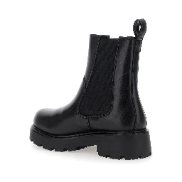 Black ‘Cosmo’ Ankle Boots with Elasticated Inserts in Leather Woman