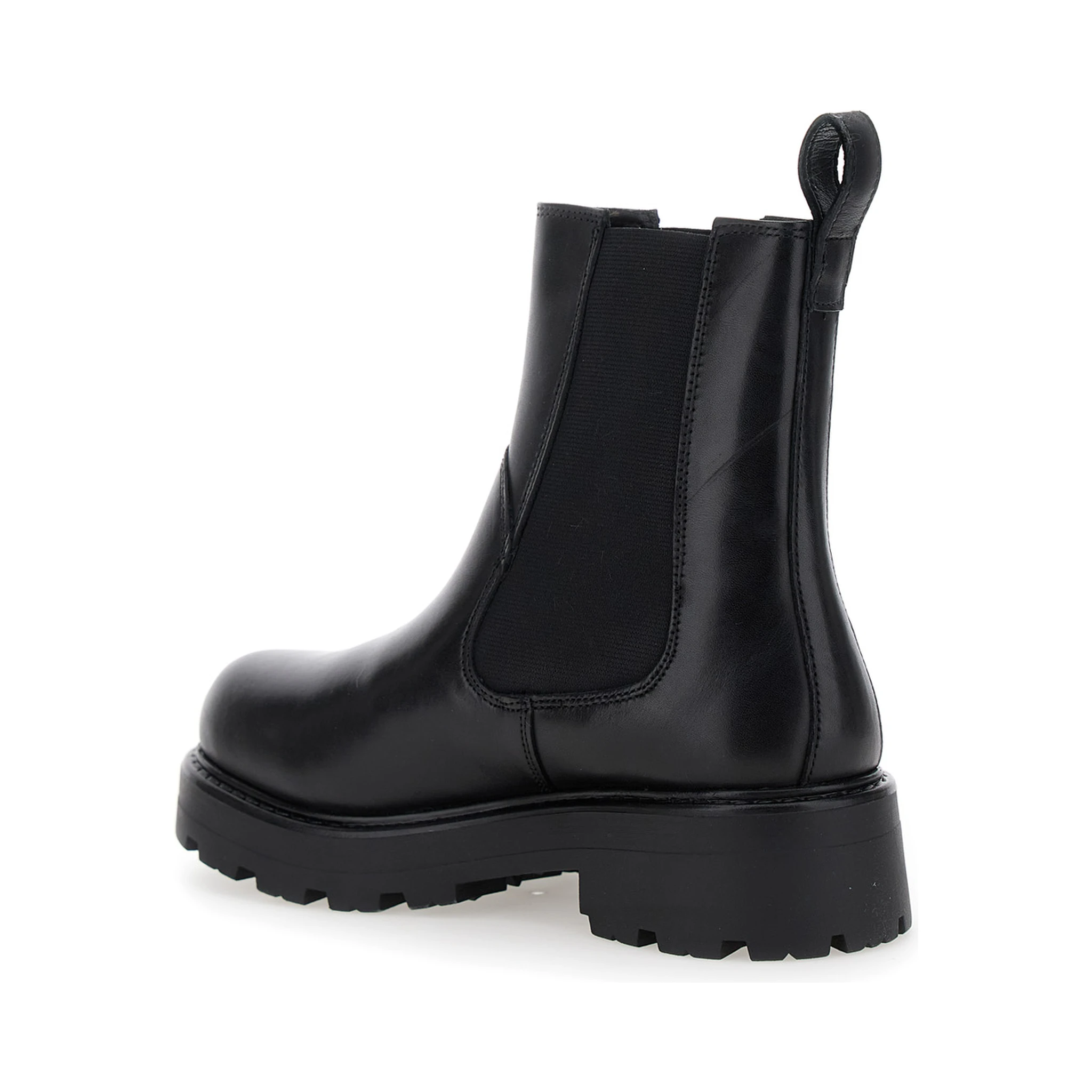 Black ‘Cosmo’ Ankle Boots with Elasticated Inserts in Leather Woman