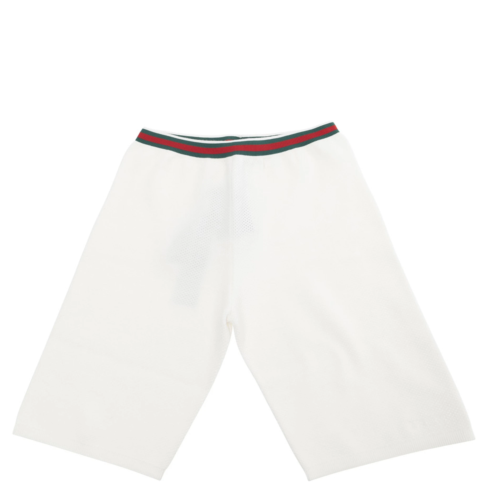 White Bermuda Pants with Web Detail and Embroidery in Cotton Boy