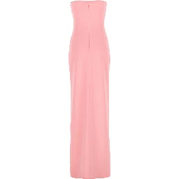 Bysha Pink Long Dress with Front Split in Tech Fabric Stretch Woman