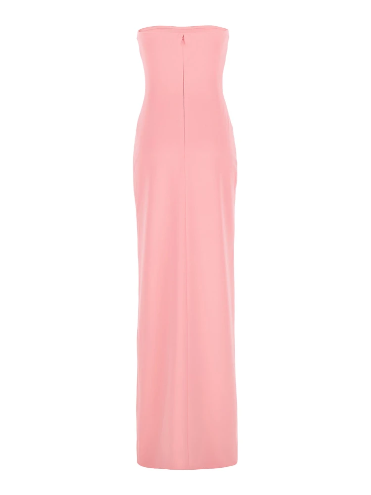 Bysha Pink Long Dress with Front Split in Tech Fabric Stretch Woman alternative