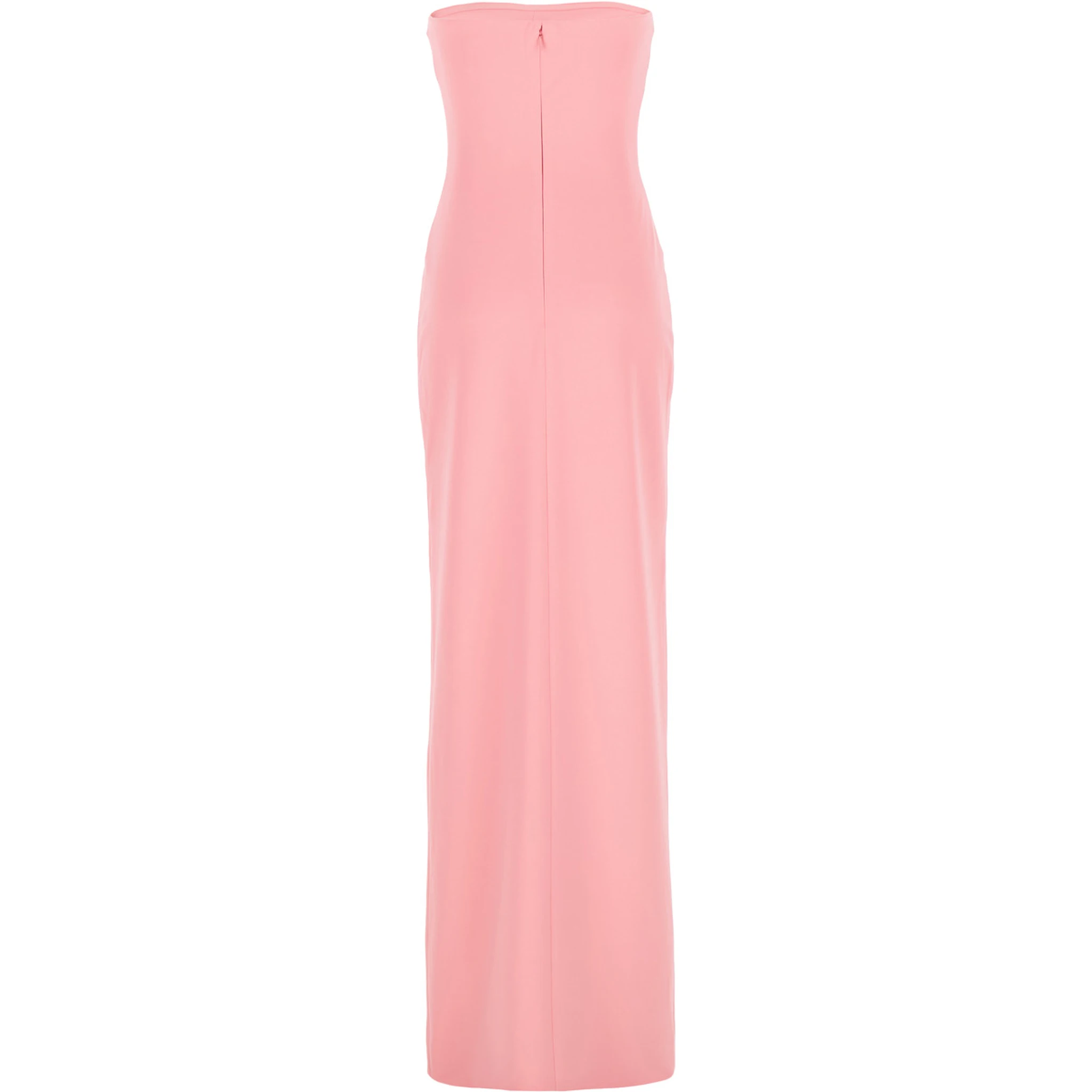 Bysha Pink Long Dress with Front Split in Tech Fabric Stretch Woman