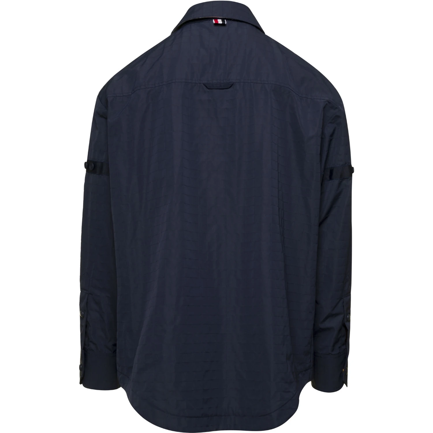 Oversized Blue Shirt with Patch Pockets in Polyamide Blend Man